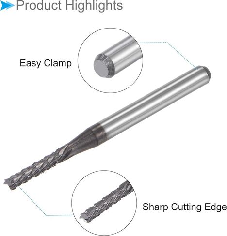 لقم توجيه CNC من CoCud End Mill، ساق 1/8 بوصة قطع 6 مم قطر 1.1 مم، قاطع طحن كربيد التنجستين الماسي لليد اليسرى - (التطبيقات: لنقش الحفر باستخدام الحاسب الآلي)، قطعتان in Kuwait