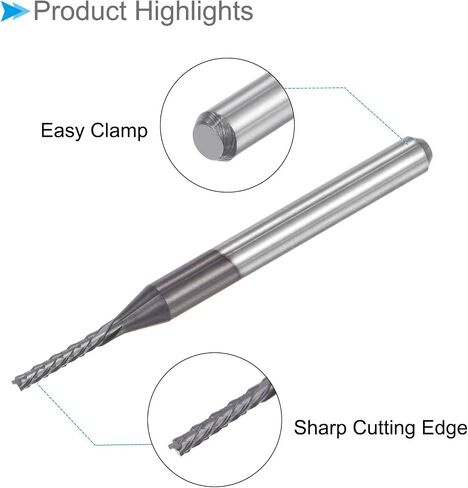 لقم توجيه CNC من CoCud End Mill، ساق 1/8 بوصة قطع 6 مم قطر 1.1 مم، قاطع طحن كربيد التنجستين الماسي لليد اليسرى - (التطبيقات: لنقش الحفر باستخدام الحاسب الآلي)، قطعتان in Saudi Arabia