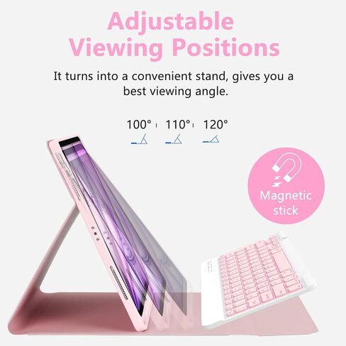 MMK for iPad Air 13 inch (M2) 2024 & iPad Pro 12.9 Case with Keyboard, Keyboard case for iPad Pro 12.9 inch 6th 5th & iPad Air 13 inch, Backlit Bluetooth Wireless Keyboard, with Pencil Holder-Pink in Kuwait
