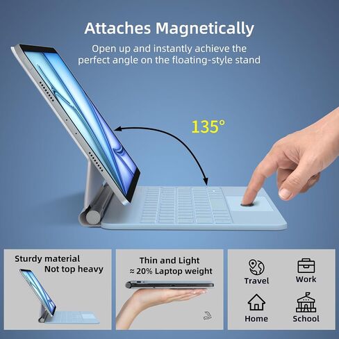 حافظة لوحة مفاتيح لجهاز iPad Air 11 بوصة (M2) 2024 وiPad Pro 11 بوصة (الجيل الرابع/الثالث/الجيل الثاني/الأول)، لوحة مفاتيح سحرية لجهاز Air 5th/4th Gen، لوحة تتبع متعددة اللمس، 7 ألوان خلفية سوداء in Kuwait