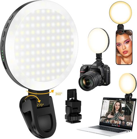 154 LED Phone Light, 5000Mah Rechargeable Selfie Light Clip Video Light, Adjusted 3 Light Modes, 10 Brightness Levels for Phone, Camera, Laptop, Light for Makeup, Video Conference, (Snowy White) in Saudi Arabia