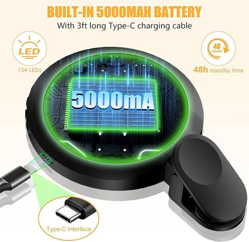 154 LED Phone Light, 5000Mah Rechargeable Selfie Light Clip Video Light, Adjusted 3 Light Modes, 10 Brightness Levels for Phone, Camera, Laptop, Light for Makeup, Video Conference, (Snowy White) in Saudi Arabia