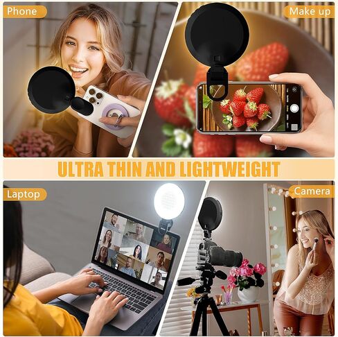 154 LED Phone Light, 5000Mah Rechargeable Selfie Light Clip Video Light, Adjusted 3 Light Modes, 10 Brightness Levels for Phone, Camera, Laptop, Light for Makeup, Video Conference, (Snowy White) in Saudi Arabia