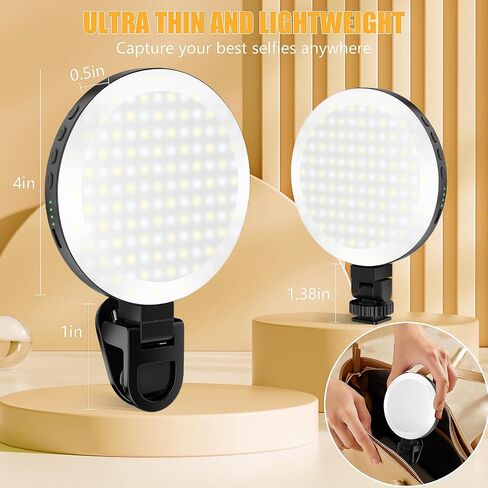154 LED Phone Light, 5000Mah Rechargeable Selfie Light Clip Video Light, Adjusted 3 Light Modes, 10 Brightness Levels for Phone, Camera, Laptop, Light for Makeup, Video Conference, (Snowy White) in Saudi Arabia