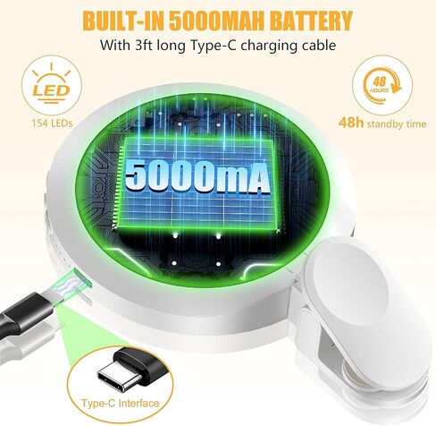 154 LED Phone Light, 5000Mah Rechargeable Selfie Light Clip Video Light, Adjusted 3 Light Modes, 10 Brightness Levels for Phone, Camera, Laptop, Light for Makeup, Video Conference, (Snowy White) in Saudi Arabia