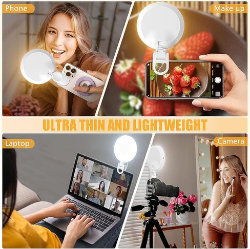 154 LED Phone Light, 5000Mah Rechargeable Selfie Light Clip Video Light, Adjusted 3 Light Modes, 10 Brightness Levels for Phone, Camera, Laptop, Light for Makeup, Video Conference, (Snowy White) in Saudi Arabia