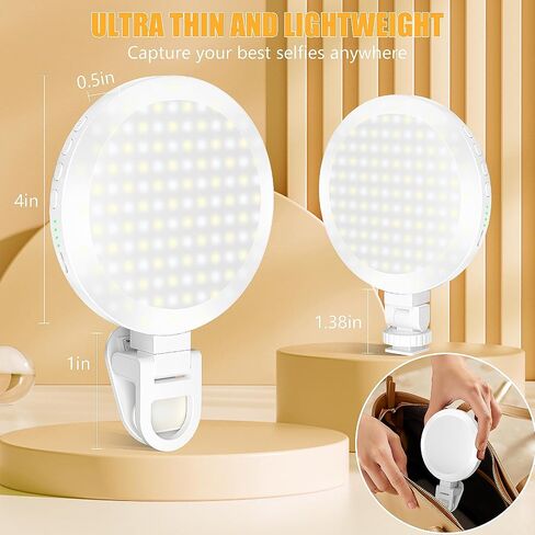 154 LED Phone Light, 5000Mah Rechargeable Selfie Light Clip Video Light, Adjusted 3 Light Modes, 10 Brightness Levels for Phone, Camera, Laptop, Light for Makeup, Video Conference, (Snowy White) in Saudi Arabia