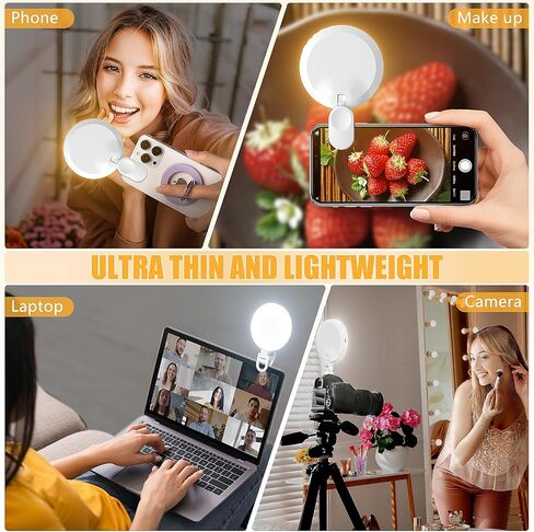 154 LED Phone Light, 5000Mah Rechargeable Selfie Light Clip Video Light, Adjusted 3 Light Modes, 10 Brightness Levels for Phone, Camera, Laptop, Light for Makeup, Video Conference, (Snowy White) in Saudi Arabia
