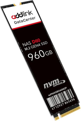Addlink D60 960GB M.2 2280 High Endurance Enterprise NAS SSD داخلي لمركز بيانات خادم الأعمال، PCIe Gen4X4 NVMe 1.4 3D eTLC، ما يصل إلى 6000 ميجابايت/ثانية، متانة تصل إلى 1900 تيرابايت (ad960GBD60M2P) in Saudi Arabia