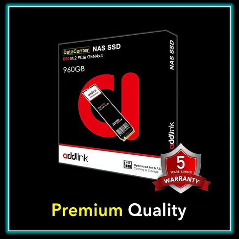 Addlink D60 960GB M.2 2280 High Endurance Enterprise NAS SSD داخلي لمركز بيانات خادم الأعمال، PCIe Gen4X4 NVMe 1.4 3D eTLC، ما يصل إلى 6000 ميجابايت/ثانية، متانة تصل إلى 1900 تيرابايت (ad960GBD60M2P) in Saudi Arabia