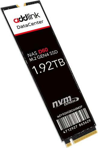 Addlink D60 960GB M.2 2280 High Endurance Enterprise NAS SSD داخلي لمركز بيانات خادم الأعمال، PCIe Gen4X4 NVMe 1.4 3D eTLC، ما يصل إلى 6000 ميجابايت/ثانية، متانة تصل إلى 1900 تيرابايت (ad960GBD60M2P) in Saudi Arabia