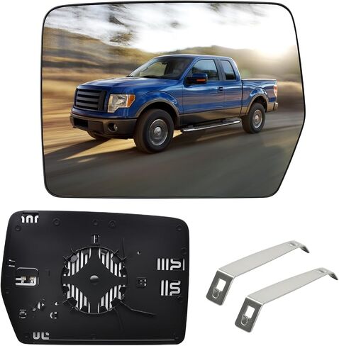 F150 استبدال زجاج المرآة الجانبية اليمنى للركاب متوافق مع 2004-2014 Ford F150، مع مرآة محدبة ساخنة لـ 4L3Z17K707DA BL3Z17K707A BL3Z17K707B in Kuwait