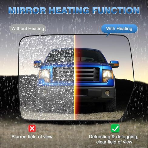 F150 استبدال زجاج المرآة الجانبية اليمنى للركاب متوافق مع 2004-2014 Ford F150، مع مرآة محدبة ساخنة لـ 4L3Z17K707DA BL3Z17K707A BL3Z17K707B in Kuwait