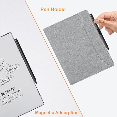 for Remarkable 2 Case with Pen Holder,PU Leather Folio Cover for Remarkable 2 Tablet Case with Hand Strap,Black in Saudi Arabia