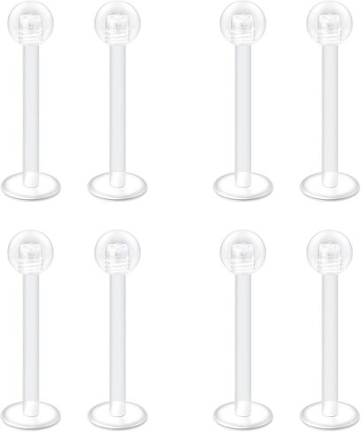 JFORYOU 16G 24 قطعة من مجوهرات الشفاه الشفافة Labret Medusa Piercing Studs Jewelry المسطحة من البلاستيك الخلفي حلقات الشفاه التجنيب دفع صالح Bioflex ثقب لمونرو Ashelry Tragus Helix 6 مم 8 مم 10 مم 12 مم للعمل in Kuwait
