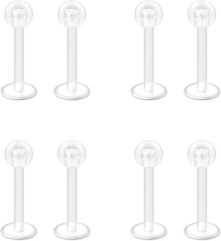 JFORYOU 16G 24 قطعة من مجوهرات الشفاه الشفافة Labret Medusa Piercing Studs Jewelry المسطحة من البلاستيك الخلفي حلقات الشفاه التجنيب دفع صالح Bioflex ثقب لمونرو Ashelry Tragus Helix 6 مم 8 مم 10 مم 12 مم للعمل in Kuwait
