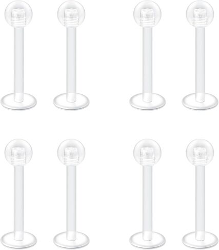 JFORYOU 16G 24 قطعة من مجوهرات الشفاه الشفافة Labret Medusa Piercing Studs Jewelry المسطحة من البلاستيك الخلفي حلقات الشفاه التجنيب دفع صالح Bioflex ثقب لمونرو Ashelry Tragus Helix 6 مم 8 مم 10 مم 12 مم للعمل in Kuwait