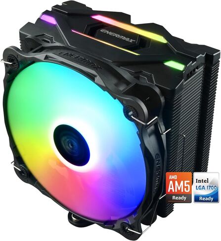 مبرد هواء وحدة المعالجة المركزية Enermax ETS-F40 A-RGB أبيض - مروحة 140 مم PWM، 4 أنابيب حرارة نحاسية مباشرة، 200 وات + TDP لـ Intel LGA1700/AMD AM5 in Saudi Arabia