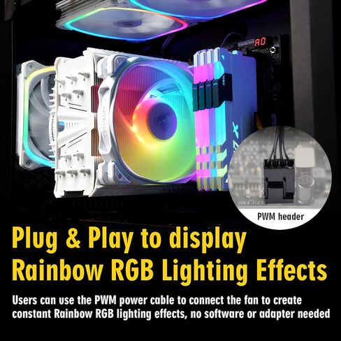 مبرد هواء وحدة المعالجة المركزية Enermax ETS-F40 A-RGB أبيض - مروحة 140 مم PWM، 4 أنابيب حرارة نحاسية مباشرة، 200 وات + TDP لـ Intel LGA1700/AMD AM5 in Saudi Arabia