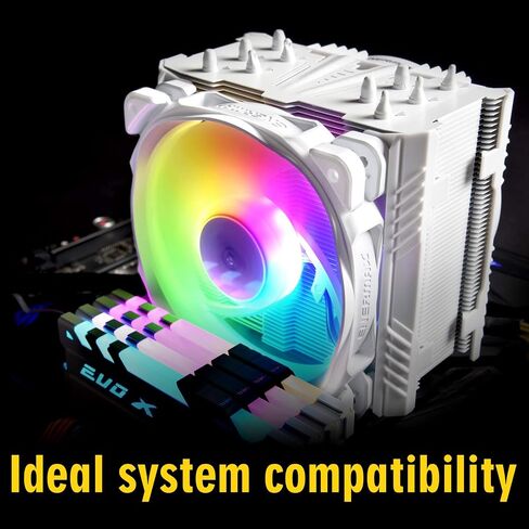 مبرد هواء وحدة المعالجة المركزية Enermax ETS-F40 A-RGB أبيض - مروحة 140 مم PWM، 4 أنابيب حرارة نحاسية مباشرة، 200 وات + TDP لـ Intel LGA1700/AMD AM5 in Saudi Arabia