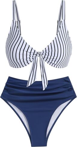 ZAFUL Women Bikini Swim Suits Swimwear for Women 2024 Tummy Control Ruched High Waisted Bikini Two Piece Bathing Suit in Saudi Arabia