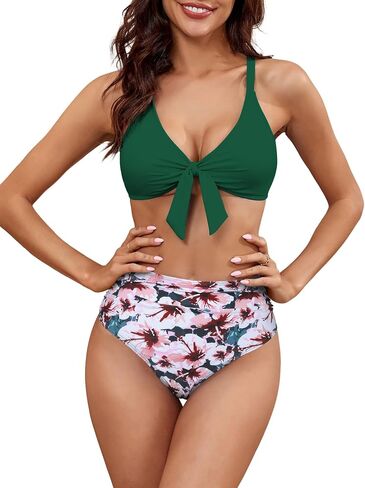 ZAFUL Women Bikini Swim Suits Swimwear for Women 2024 Tummy Control Ruched High Waisted Bikini Two Piece Bathing Suit in Kuwait
