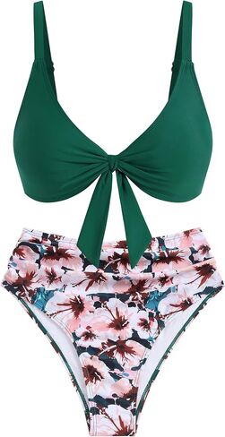 ZAFUL Women Bikini Swim Suits Swimwear for Women 2024 Tummy Control Ruched High Waisted Bikini Two Piece Bathing Suit in Kuwait