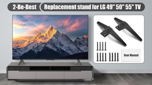 2-Be-Best أرجل تلفزيون لقاعدة تلفزيون LG البديلة لأرجل التلفزيون المتوافقة مع تلفزيون LG 49UJ6300 49UM7300 49UN6900 50UK6300 50UK6500 50UM7300 55UK6500 55UJ6540 55UM7300 لمزيد من تلفزيونات LG مع مسامير in Kuwait