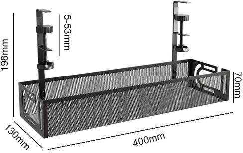 Cable Management Tray for Desk, 15.7"", No Drill Installation, Multipurpose Under Desk Organizer (Black), Large in Saudi Arabia