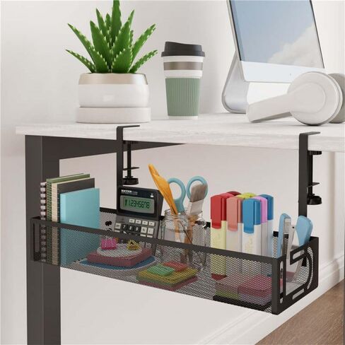 Cable Management Tray for Desk, 15.7"", No Drill Installation, Multipurpose Under Desk Organizer (Black), Large in Saudi Arabia