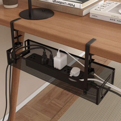 Cable Management Tray for Desk, 15.7"", No Drill Installation, Multipurpose Under Desk Organizer (Black), Large in Saudi Arabia