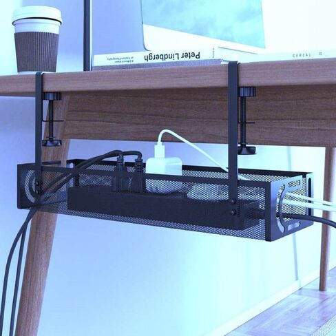 Cable Management Tray for Desk, 15.7"", No Drill Installation, Multipurpose Under Desk Organizer (Black), Large in Saudi Arabia