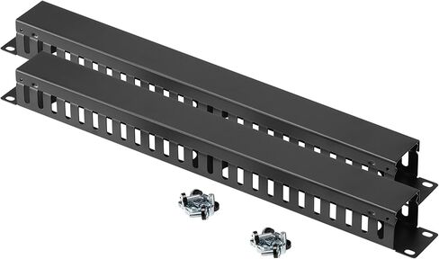 kwmobile 1U Horizontal 19 Inch Rack Mount Cable Management - 24 Slot Metal Finger Raceway Panel with Cover - 19" Patch Panel for Server and Data Cabinets - Set of 2 in Saudi Arabia