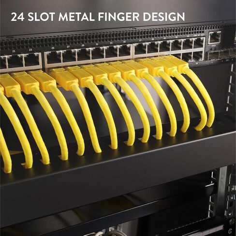 kwmobile 1U Horizontal 19 Inch Rack Mount Cable Management - 24 Slot Metal Finger Raceway Panel with Cover - 19" Patch Panel for Server and Data Cabinets - Set of 2 in Saudi Arabia