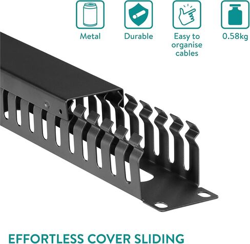 kwmobile 1U Horizontal 19 Inch Rack Mount Cable Management - 24 Slot Metal Finger Raceway Panel with Cover - 19" Patch Panel for Server and Data Cabinets - Set of 2 in Saudi Arabia