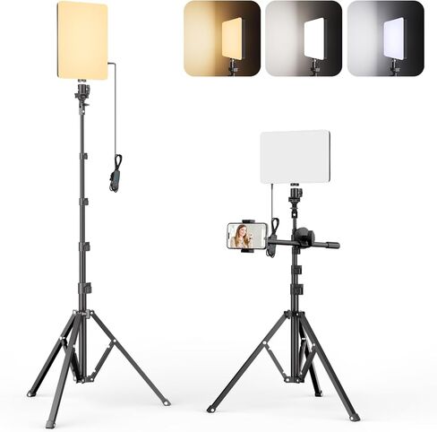 EMART LED Video Light Kit, 2-Pack 2700-6500K Studio Lights, 3 Colors Dimmable Photography Lighting with Tripod Stand&Phone Holder, Filming Panel Lights for Video Recording,Photography, Streaming in Saudi Arabia