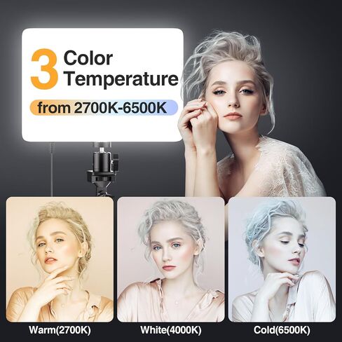EMART LED Video Light Kit, 2-Pack 2700-6500K Studio Lights, 3 Colors Dimmable Photography Lighting with Tripod Stand&Phone Holder, Filming Panel Lights for Video Recording,Photography, Streaming in Saudi Arabia
