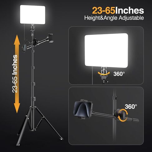 EMART LED Video Light Kit, 2-Pack 2700-6500K Studio Lights, 3 Colors Dimmable Photography Lighting with Tripod Stand&Phone Holder, Filming Panel Lights for Video Recording,Photography, Streaming in Saudi Arabia