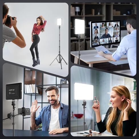 EMART LED Video Light Kit, 2-Pack 2700-6500K Studio Lights, 3 Colors Dimmable Photography Lighting with Tripod Stand&Phone Holder, Filming Panel Lights for Video Recording,Photography, Streaming in Saudi Arabia