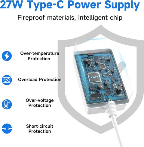 Smraza 27W USB-C مزود طاقة متوافق مع Raspberry Pi 5، محول PD 5.1V 5A محول طاقة من النوع C لـ Raspberry Pi 5 Model B 8GB/4GB (أسود) in Kuwait