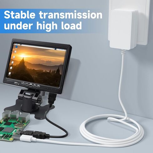 Smraza 27W USB-C مزود طاقة متوافق مع Raspberry Pi 5، محول PD 5.1V 5A محول طاقة من النوع C لـ Raspberry Pi 5 Model B 8GB/4GB (أسود) in Kuwait