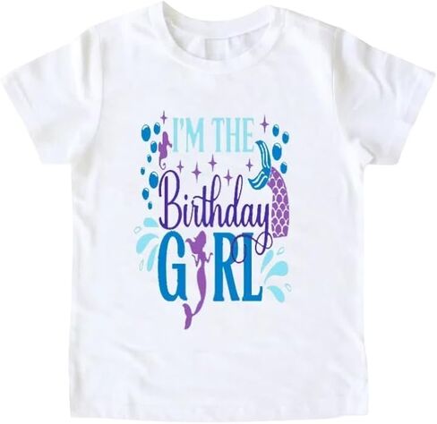 Toddler Baby Girl Birthday T-Shirts Mermaid Birthday Girl Shirt Birthday Gift 1-5T in Saudi Arabia