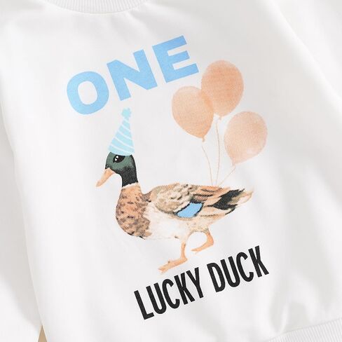 مجموعة ملابس عيد الميلاد الأولى للأطفال الصغار من Pudcoco، سويت شيرت واحد من Lucky Duck Mallard وسراويل الركض in Kuwait