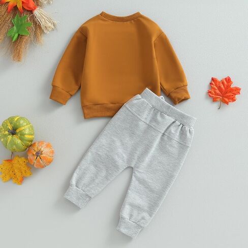 BeQeewll طفل رضيع الأولاد هالوين الزي Boo رسالة طباعة Crewneck البلوز الصلبة السراويل مجموعة ملابس عيد الهالوين الطفل الخريف in Kuwait