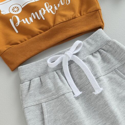 BeQeewll طفل رضيع الأولاد هالوين الزي Boo رسالة طباعة Crewneck البلوز الصلبة السراويل مجموعة ملابس عيد الهالوين الطفل الخريف in Kuwait