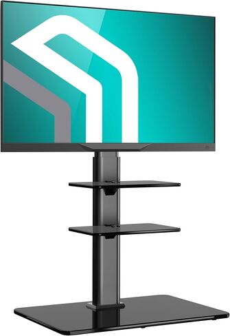 ONKRON Floor TV Stand with Mount for 30-60 Inch TVs up to 90 lbs - Swivel TV Stand Height Adjustable max VESA 400x400 - Tempered Glass TV Stand Slim/Free Standing TV Stand Minimalist Black in Saudi Arabia