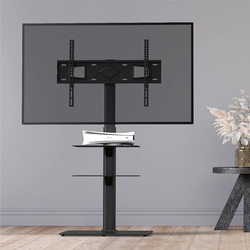 ONKRON Floor TV Stand with Mount for 30-60 Inch TVs up to 90 lbs - Swivel TV Stand Height Adjustable max VESA 400x400 - Tempered Glass TV Stand Slim/Free Standing TV Stand Minimalist Black in Saudi Arabia