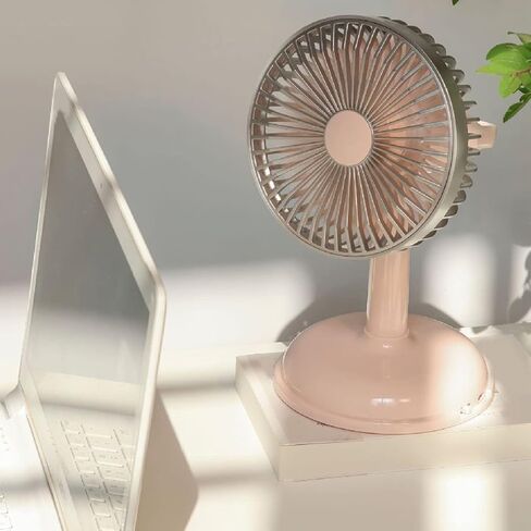 مروحة مكتب صغيرة، مروحة طاولة بمروحة مكتب عتيقة، مروحة طاولة عتيقة تشحن USB مراوح صغيرة معدنية محمولة مثالية للمنزل أو غرف النوم أو غرف النوم أو المكتب أو السفر (وردي فاتح) in Kuwait