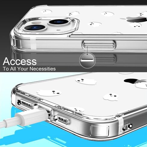 حافظة LUHOURI لهاتف iPhone 15 مع واقي شاشة - غطاء متين شفاف للغاية - تصميمات عصرية للنساء والفتيات - حافظة هاتف واقية مقاومة للصدمات مقاس 6.1 بوصة، أشباح صغيرة in Saudi Arabia