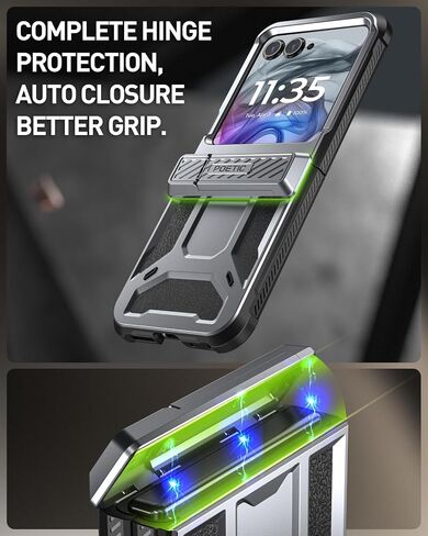 Poetic Spartan Case for Motorola Moto Razr 2024,[Kickstand][Hinge Protection][20FT Mil-Grade Drop Tested], Full-Body Rugged Shockproof Protective Cover with Kickstand, Metallic Gun Metal in Saudi Arabia